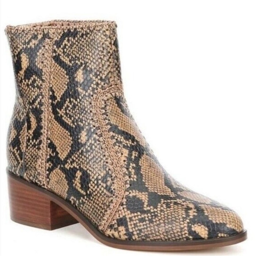 Lucy Snakeskin Embossed Leather Ankle Boots